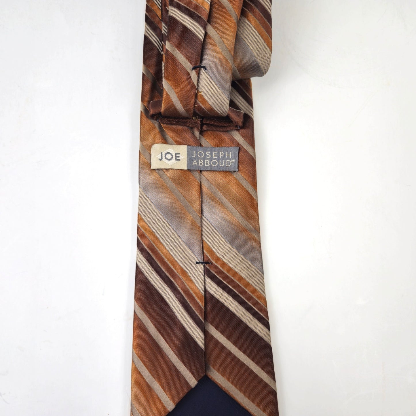 PREOWNED JOSEPH ABBOUD MEN'S SILK TIE NECKTIE: BROWN STRIPED OMBRE2