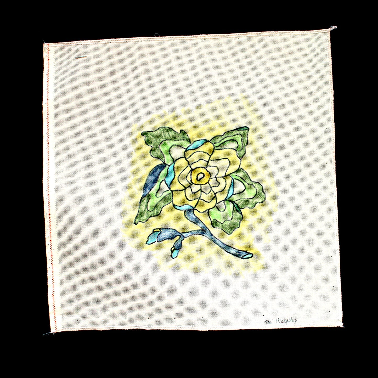 TONI MCKELLEY HAND PAINTED NEEDLEPOINT CANVAS: FLOWER BM1