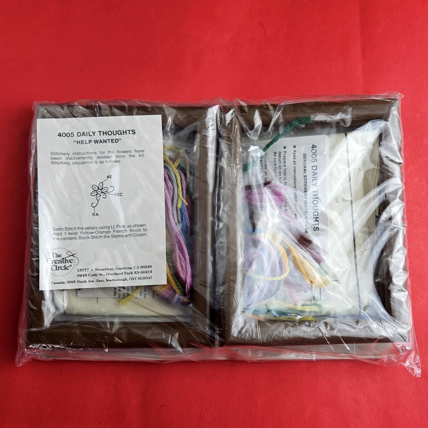 4 CREATIVE CIRCLE EMBROIDERY KIT LOT: SMALL KITS, DAILY THOUGHTS SL1