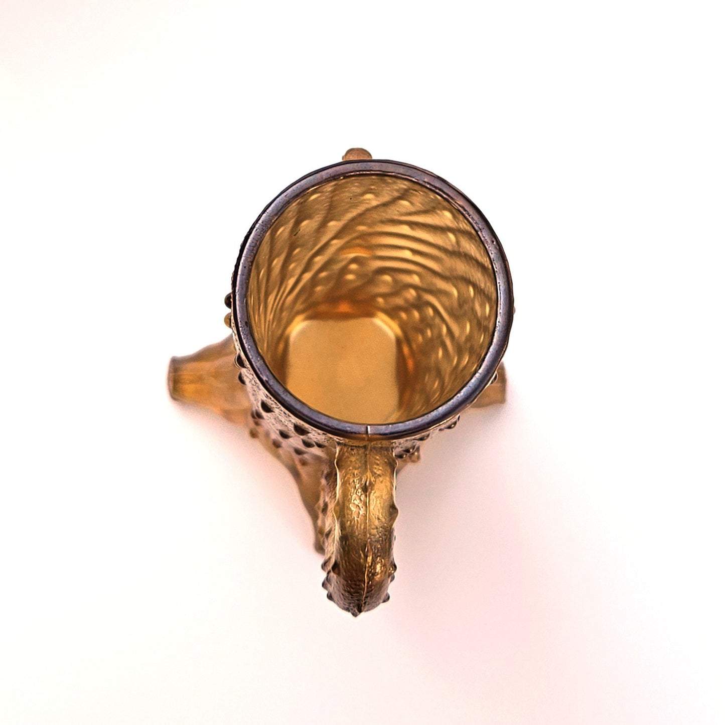 VINTAGE L.G. WRIGHT NORTHWOOD AMBER MAPLE TREE TOWN PUMP GLASS CREAMER DJ5