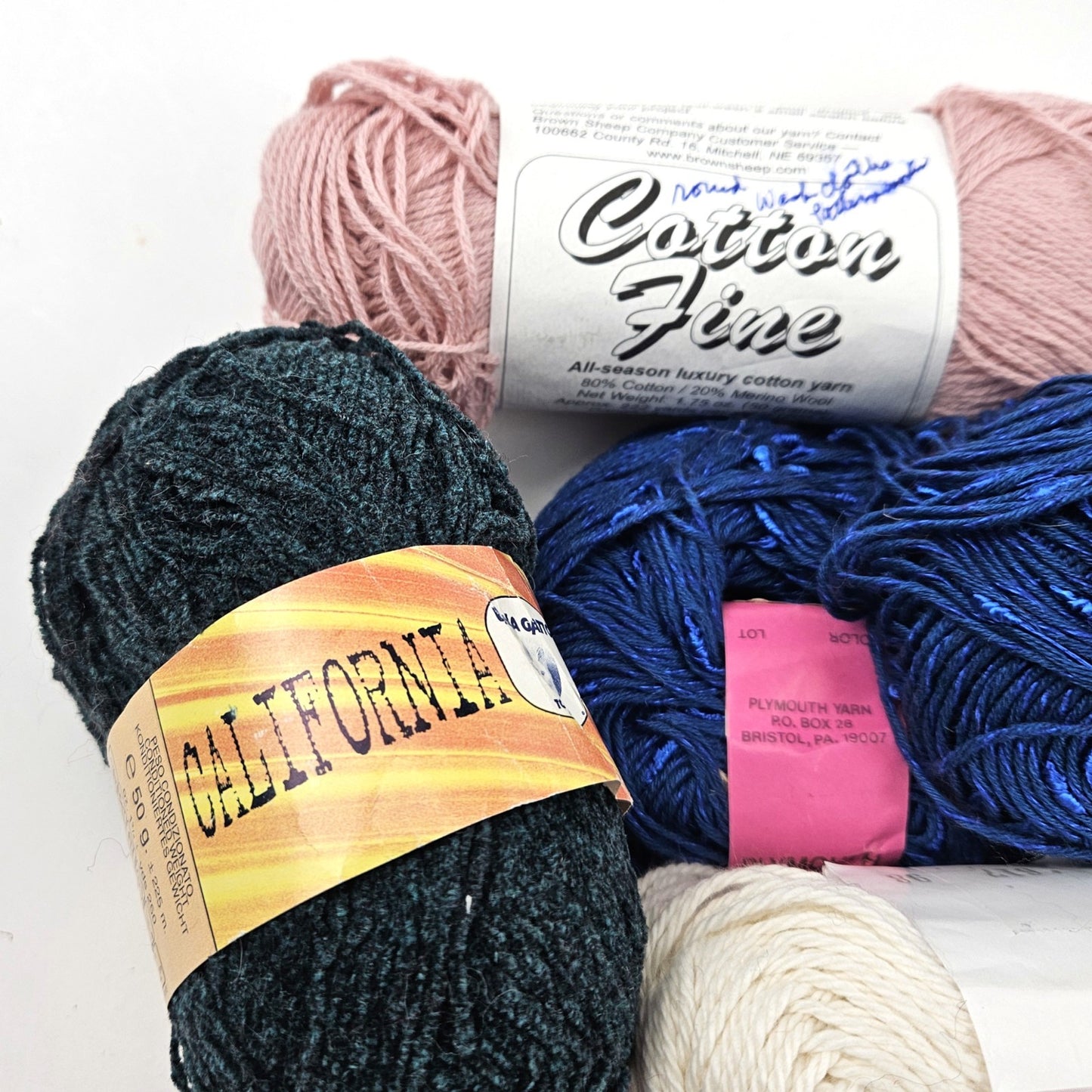 VARIETY COTTON YARN LOT: 11 OZ PLYMOUTH YARN, LANA GATTO, BROWN SHEEP2