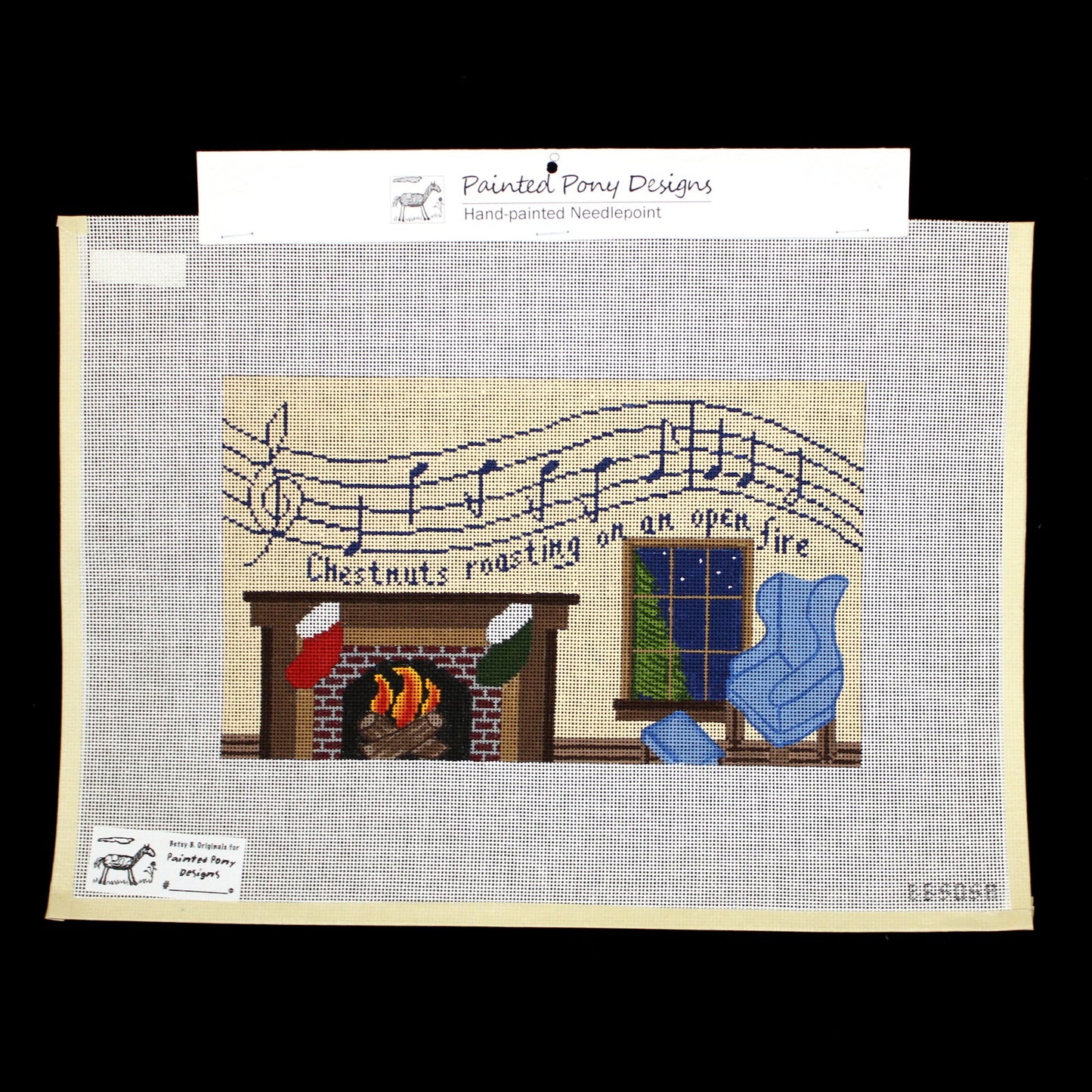 PAINTED PONY DESIGNS HP NEEDLEPOINT CANVAS: CHRISTMAS CHESTNUTS ROASTING... BM1