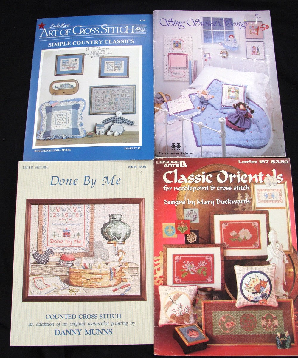 12 CROSS STITCH CHART LOT: COUNTRY, FLORAL, SCOTTIE, CHRISTMAS THEME BM3
