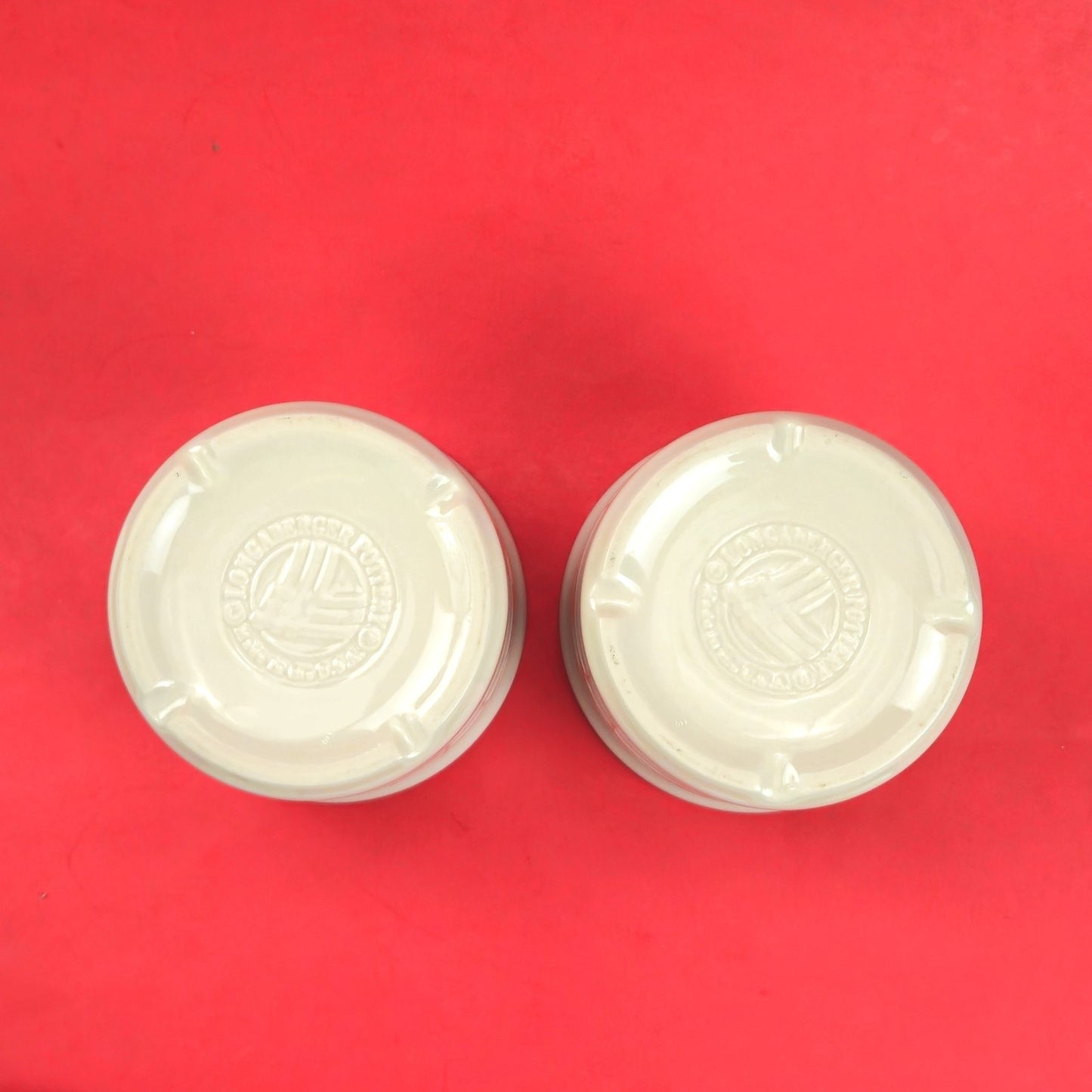 2 RETIRED LONGABERGER POTTERY: 1 PINT CROCKS WITH LIDS WOVEN TRADITIONS BLUE2