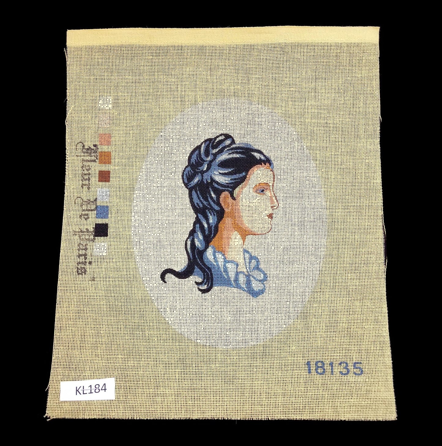 FLEUR DE PARIS NEEDLEPOINT CANVAS: WOMAN CAMEO SILHOUETTE BM1