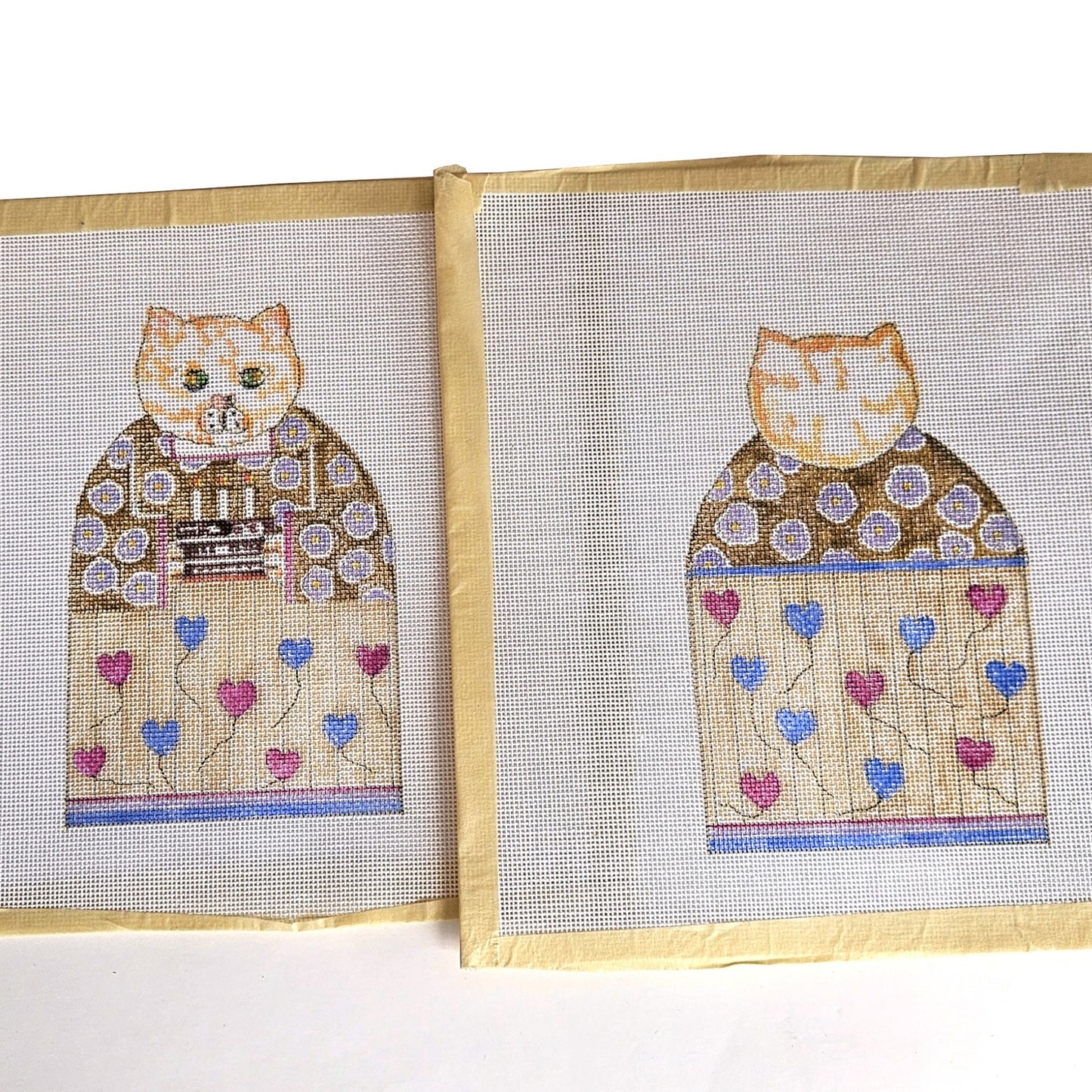 3D NEEDLEPOINT CANVAS W/ EMB & SG: HEARTH CAT HAPPY B-DAY! BM1