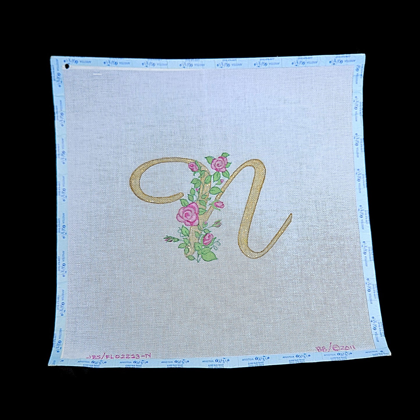 NEEDLEPOINT CANVAS: FLORAL INITIAL LETTER "N" BM1