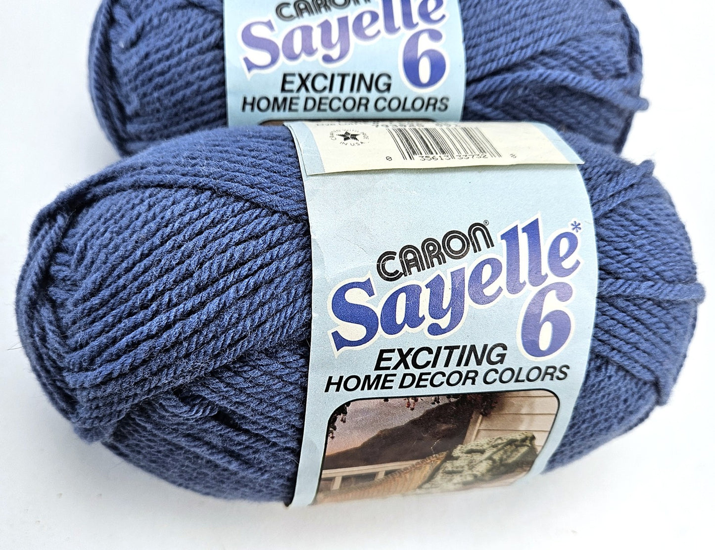 3 SK VINTAGE CARON SAYELLE 6 KNITTING CROCHET RESCUE YARN: FEDERAL BLUE LF1