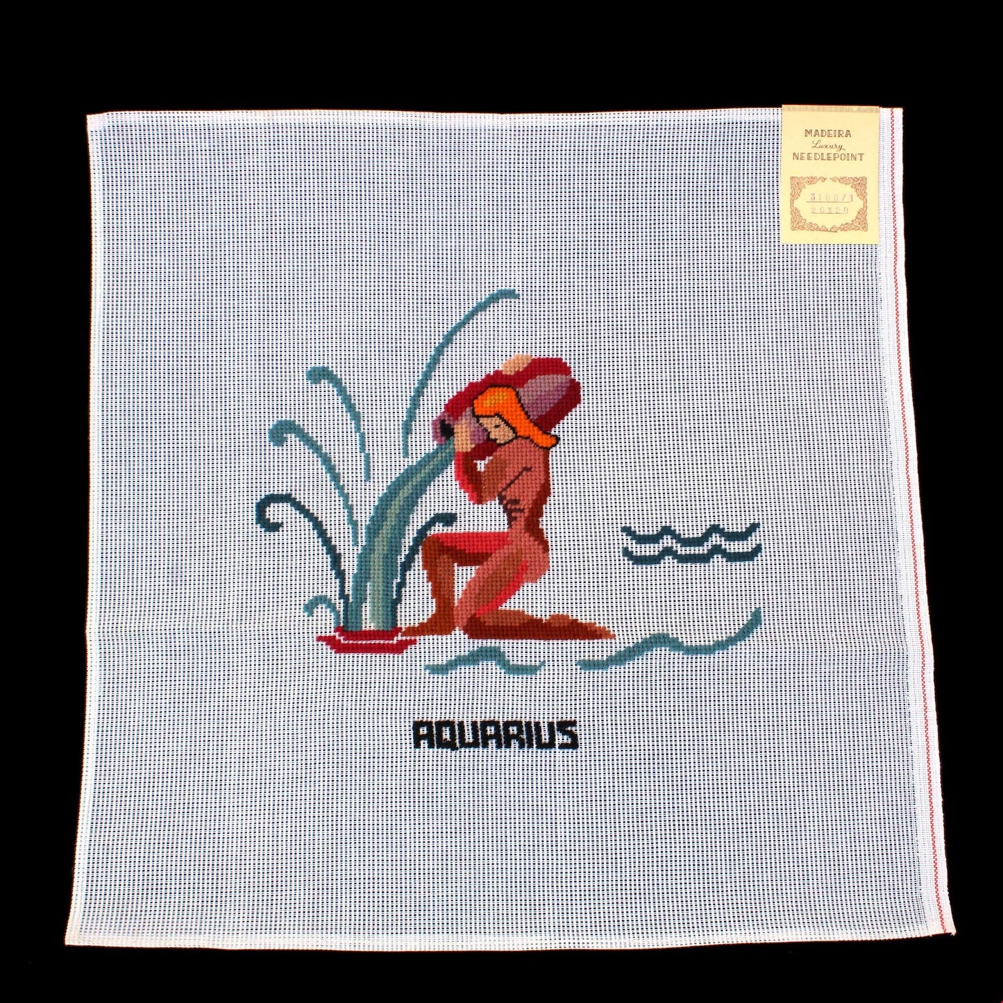 MADEIRA LUXURY PREWORKED NEEDLEPOINT CANVAS: ASTROLOGY ZODIAC SIGN AQUARIUS BM1