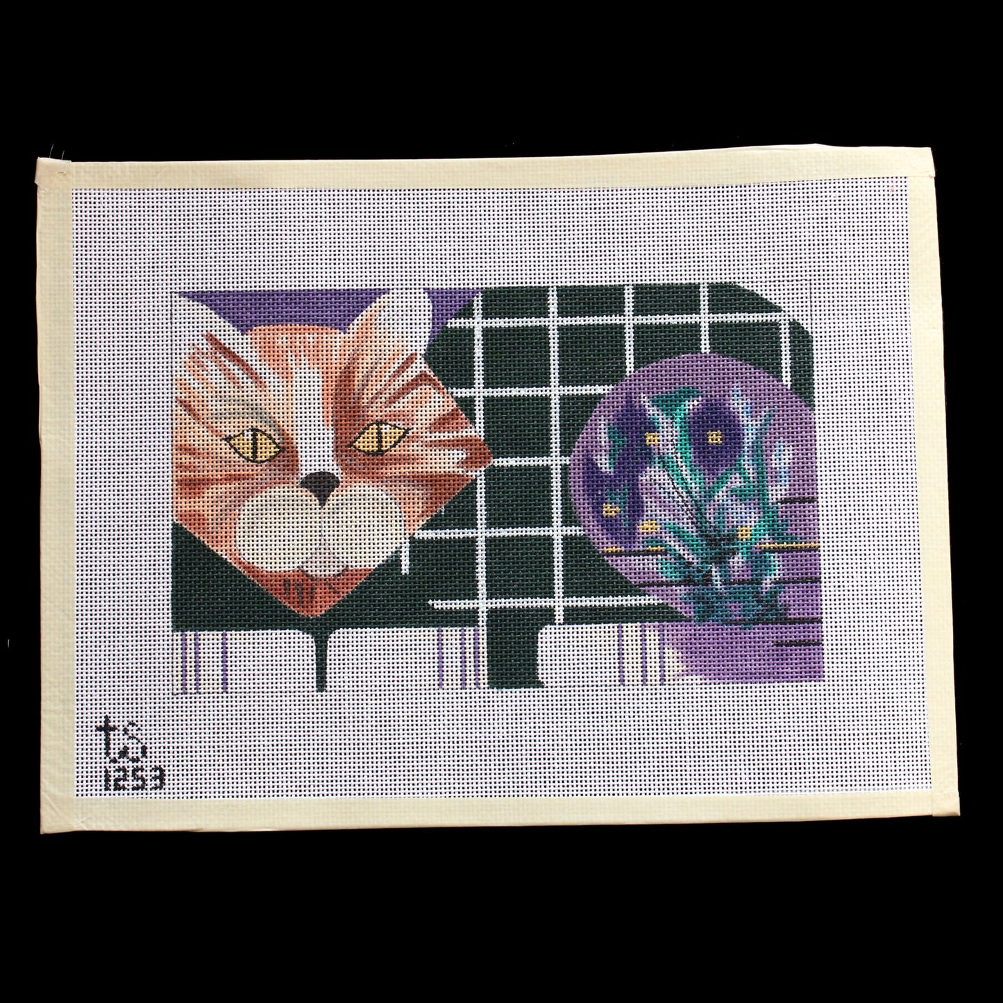 TS DESIGNS HP NEEDLEPOINT CANVAS: LOUNGING CAT BM1