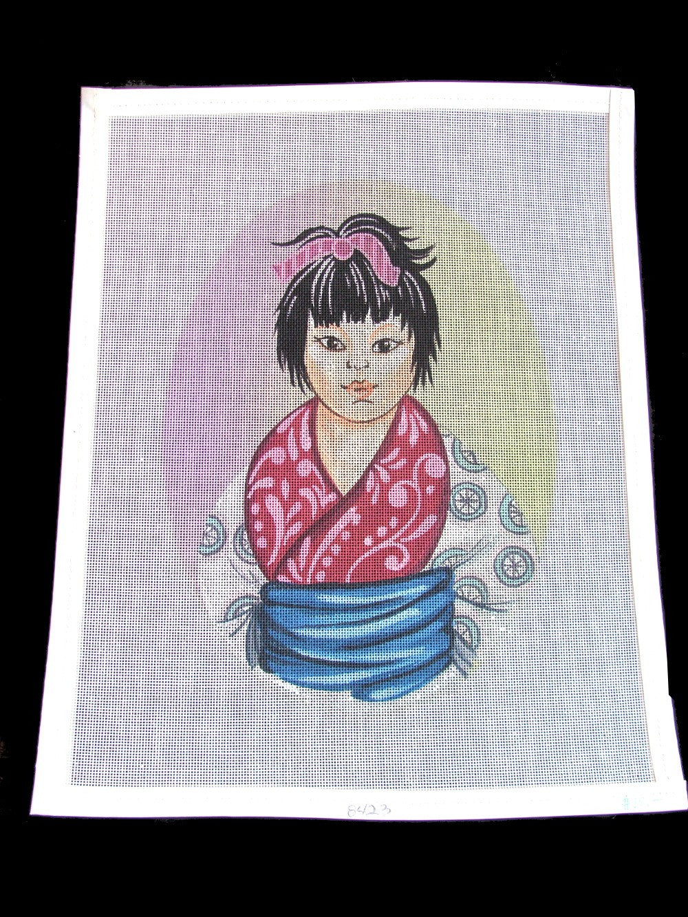 HAND PAINTED NEEDLEPOINT CANVAS: ORIENTAL ASIAN THEME CHILD BM1