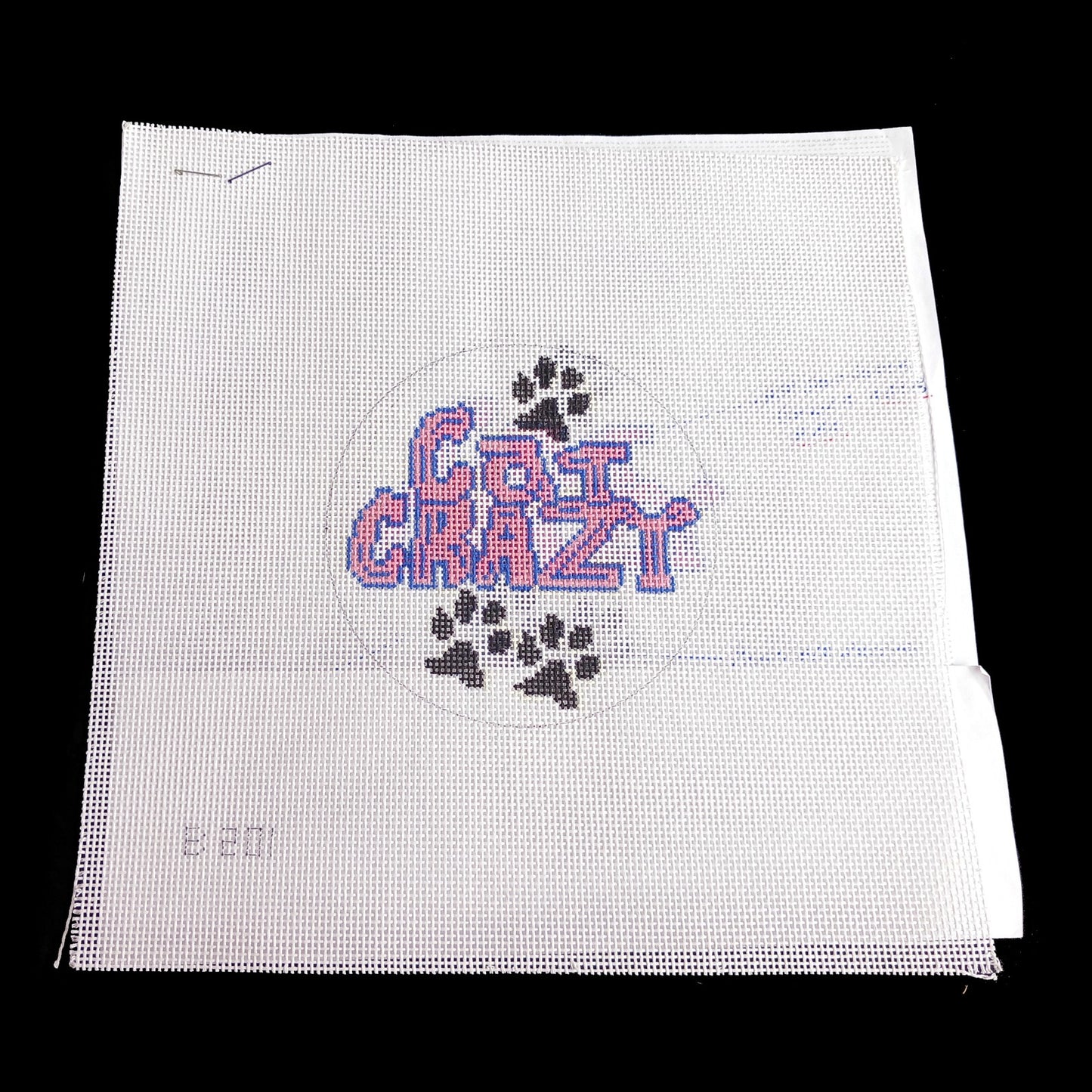 NEEDLEPOINT CANVAS: ORNAMENT COASTER CAT CRAZY BM1
