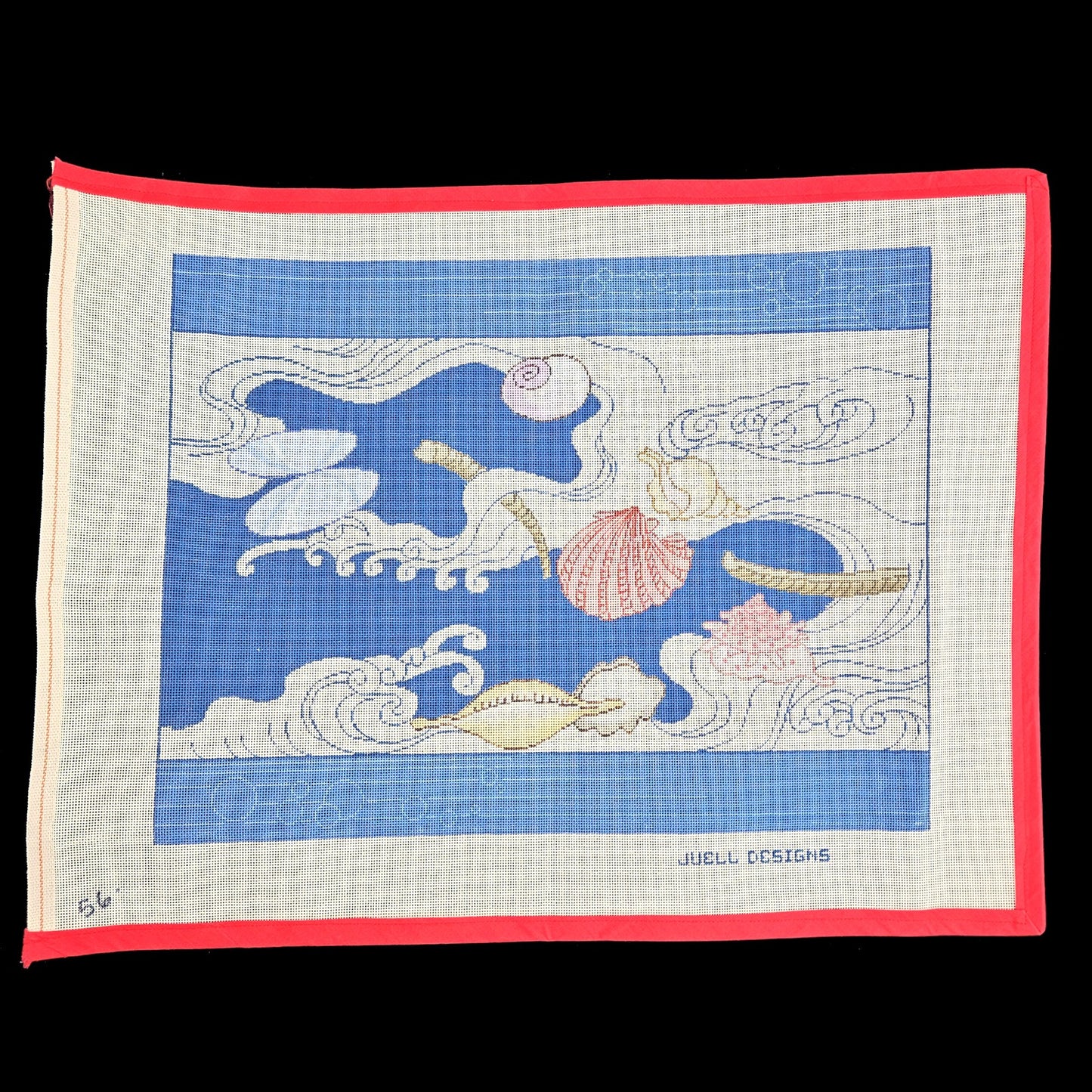 LARGE JUELL DESIGNS NEEDLEPOINT CANVAS: SEASHELL OCEAN THEME BM1