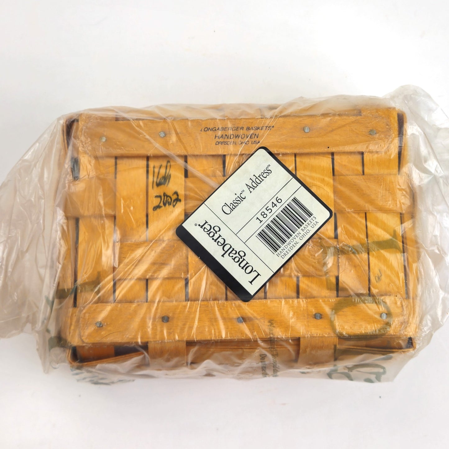 2002 LONGABERGER ADDRESS BASKET W/ BUTTERNUT LINER & PROTECTOR NEW3