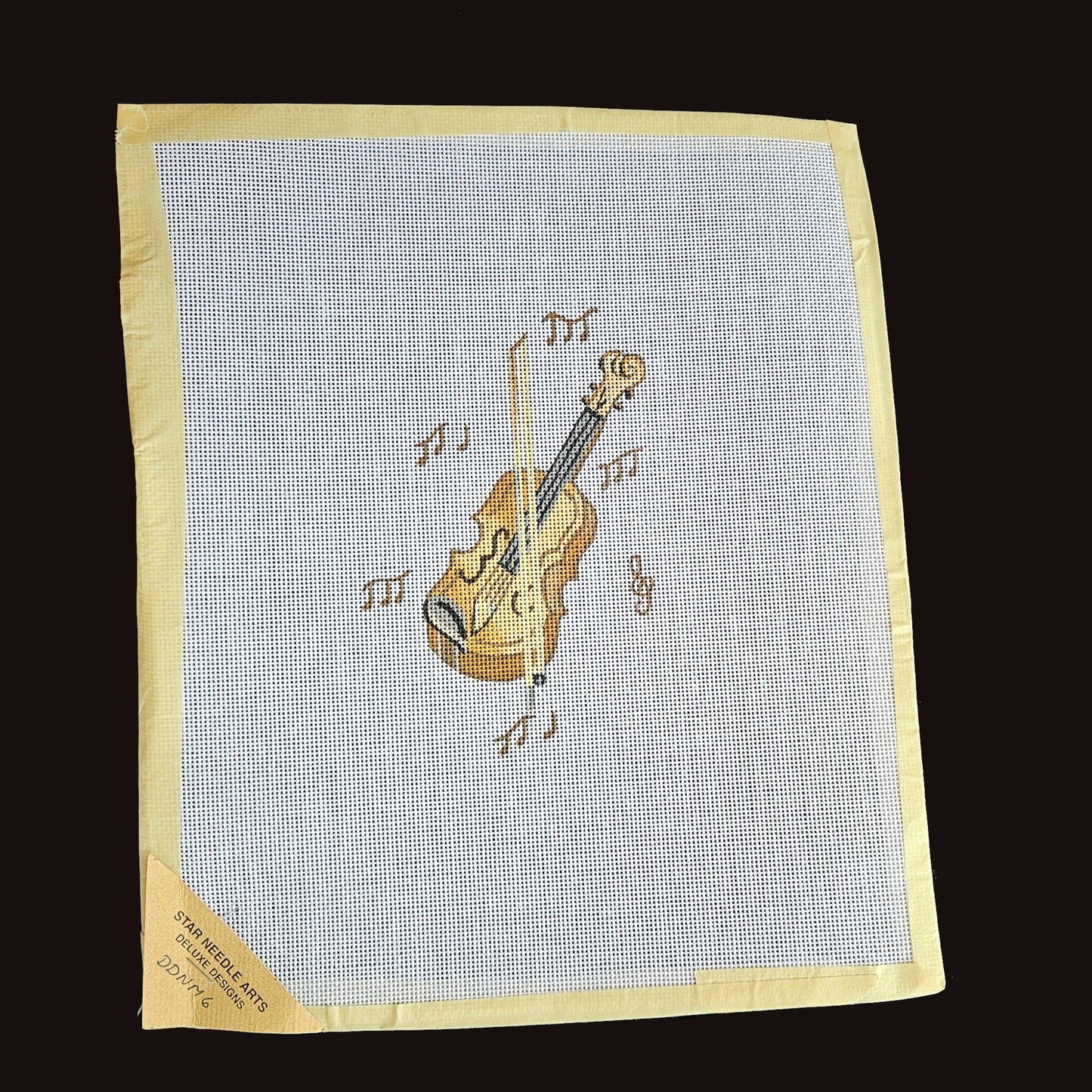 NEEDLEPOINT CANVAS: VIOLIN MUSIC: JOURNAL BOOK COVER, PILLOW INSERT BM1