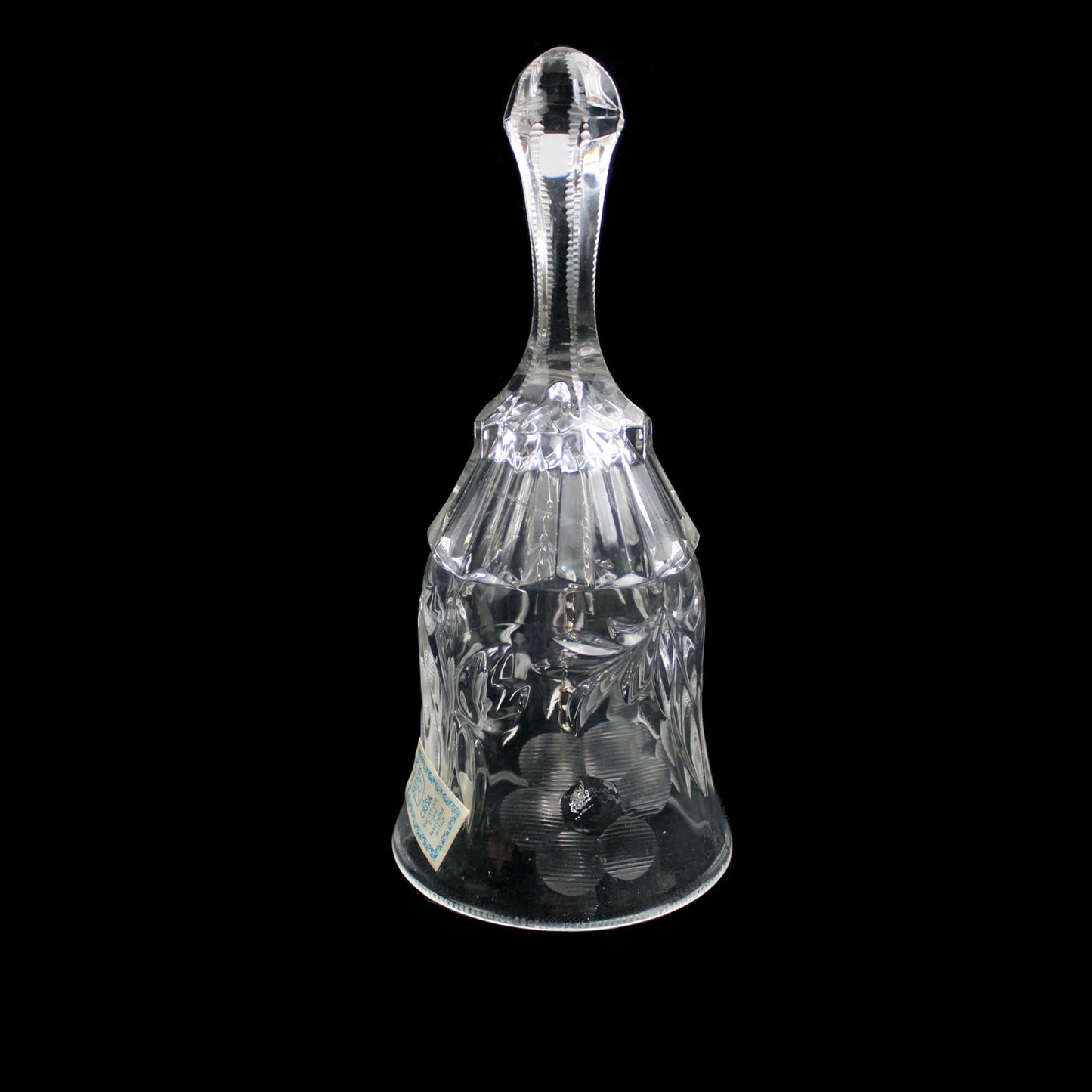 RIEKES CRISA CLEAR GLASS BELL 24% LEAD CRYSTAL: FLOWER DESIGN FM1