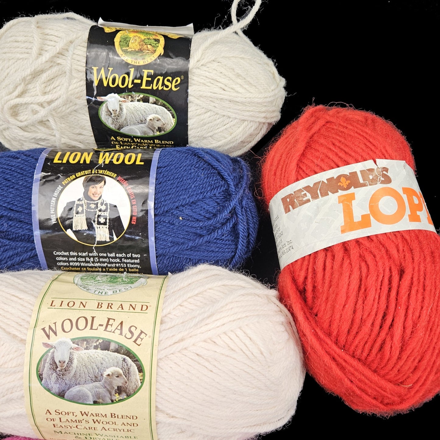 6 SKEINS WOOL & WOOL BLEND YARN LOT: LION BRAND, LOPI2