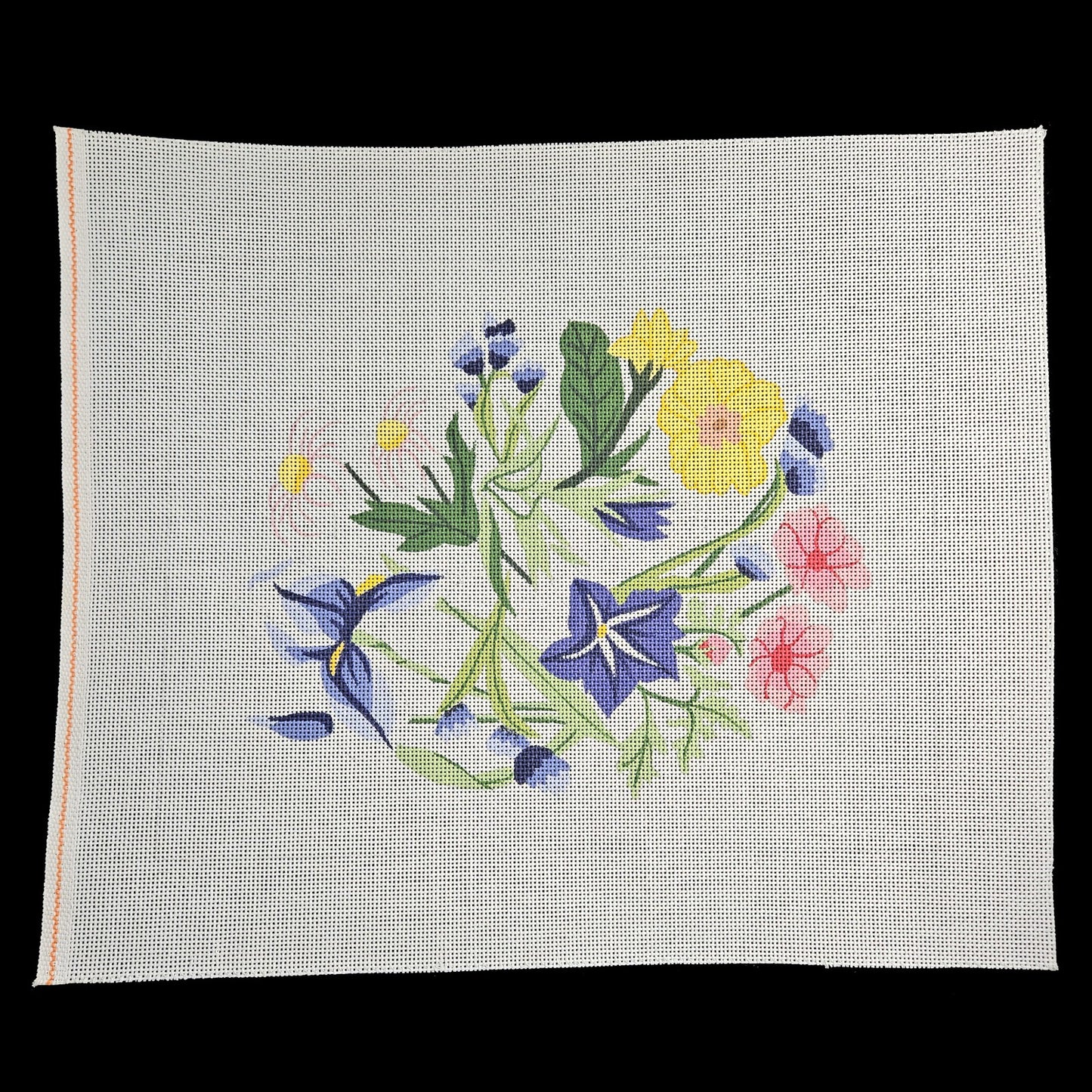 HAND PAINTED NEEDLEPOINT CANVAS: FLOWER SEAT COVER PILLOW GG1