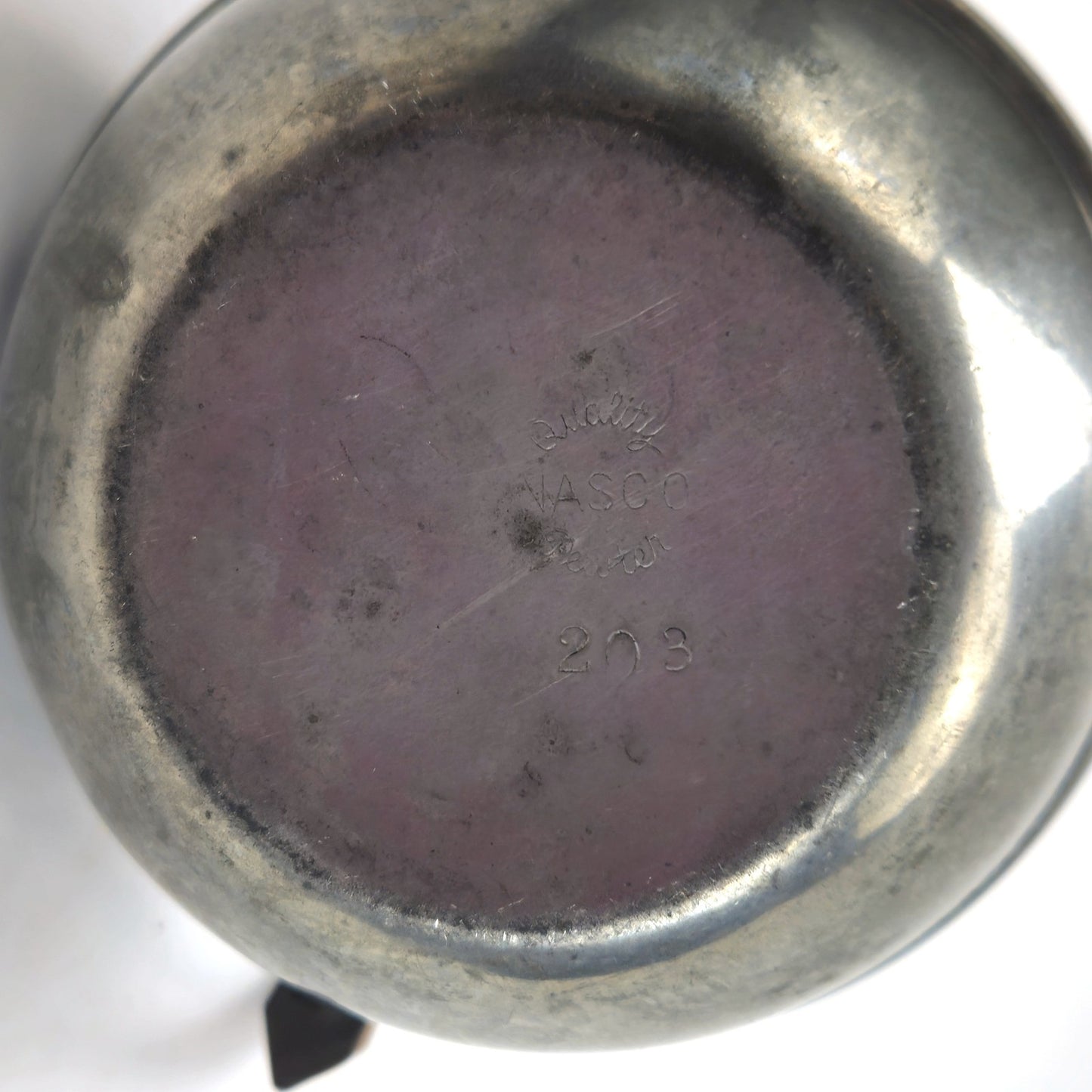 VINTAGE NASCO PEWTER TEAPOT #203 WITH RATTAN HANDLE8
