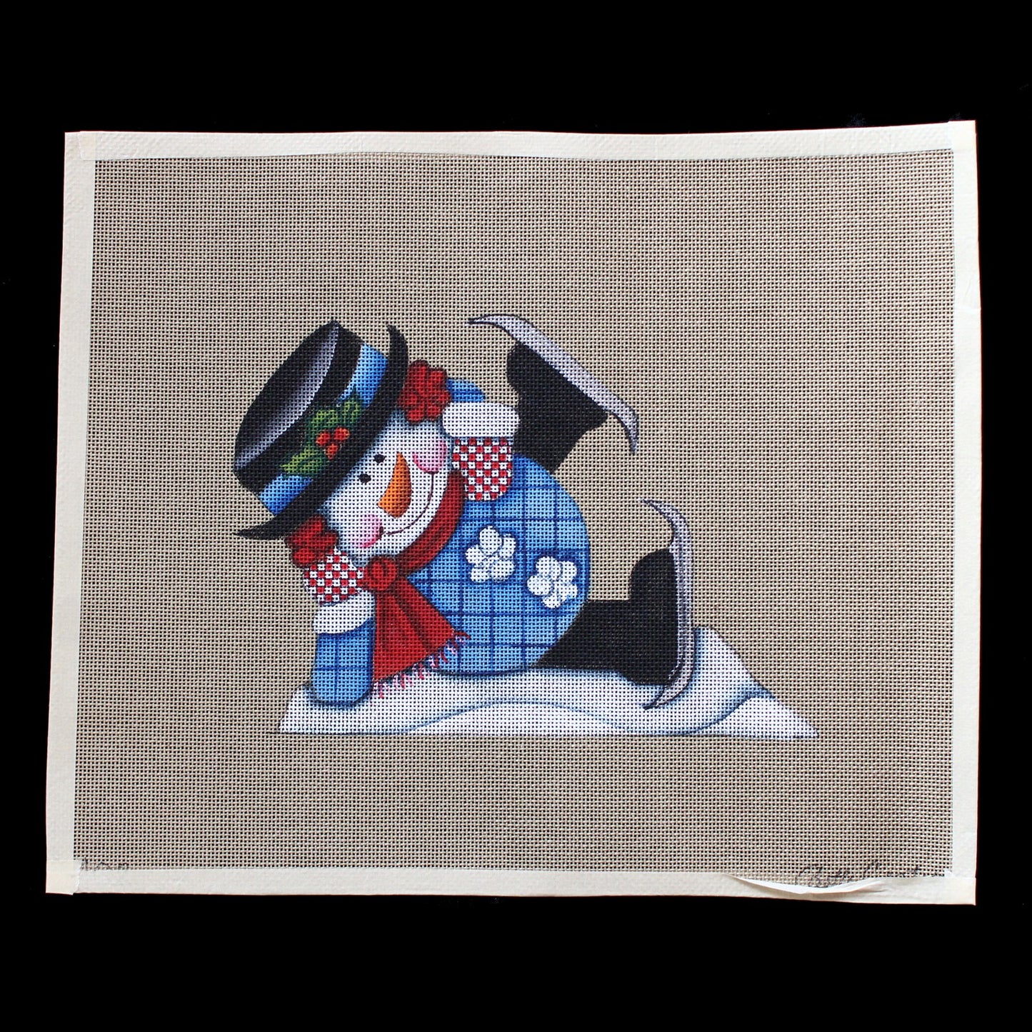 ADORABLE CASTLE CREATIONS NEEDLEPOINT CANVAS: SNOWMAN ICE SKATER BM1