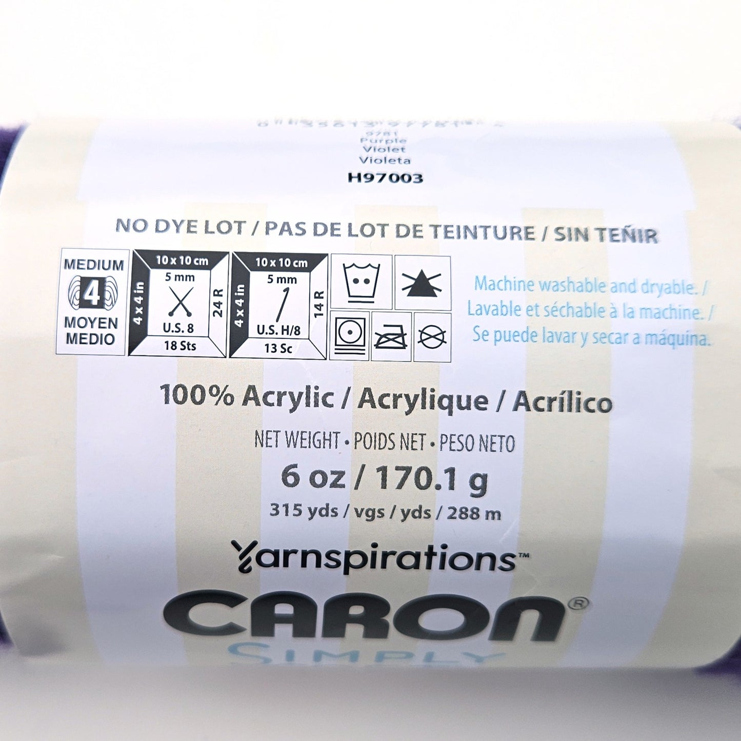 5 SKEINS CARON SIMPLY SOFT YARN: PURPLE SL2