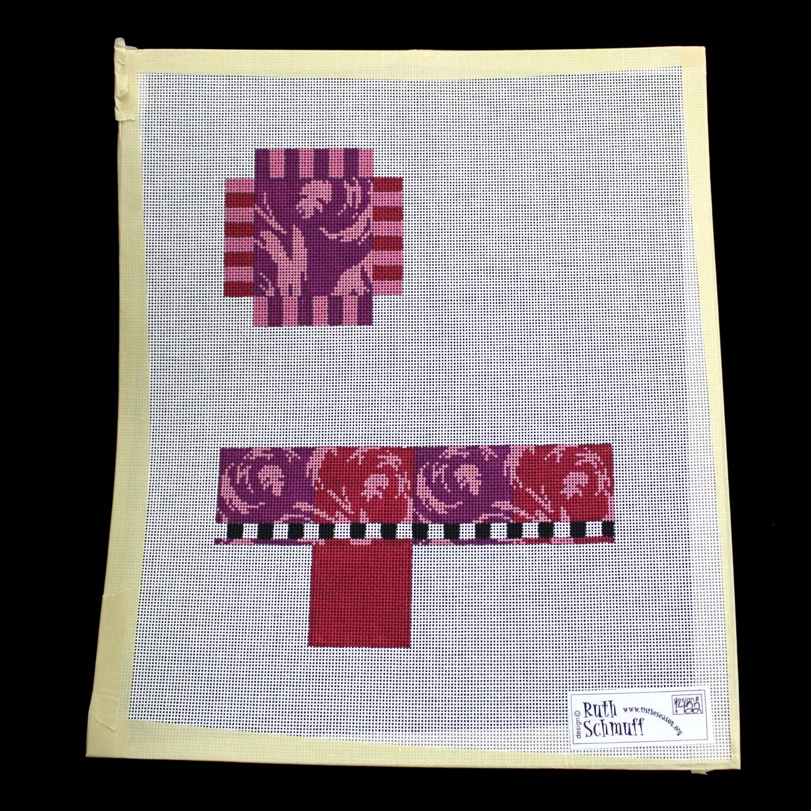 RUTH SCHMUFF HAND PAINTED NEEDLEPOINT CANVAS: 1422   3D GIFT BOX?     BM1