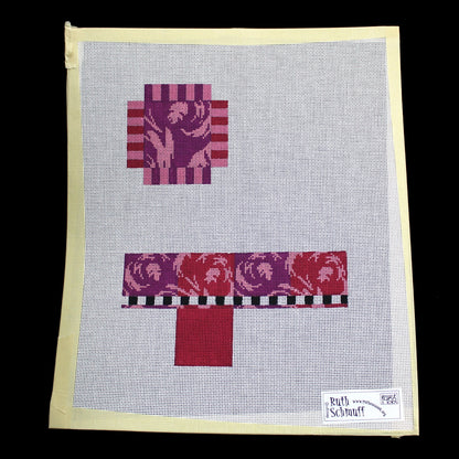 RUTH SCHMUFF HAND PAINTED NEEDLEPOINT CANVAS: 1422   3D GIFT BOX?     BM1