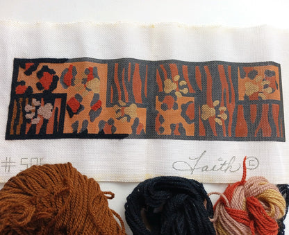 FAITH HAND PAINTED NEEDLEPOINT CANVAS:  CELL PHONE CASE ANIMAL PRINT    BM1