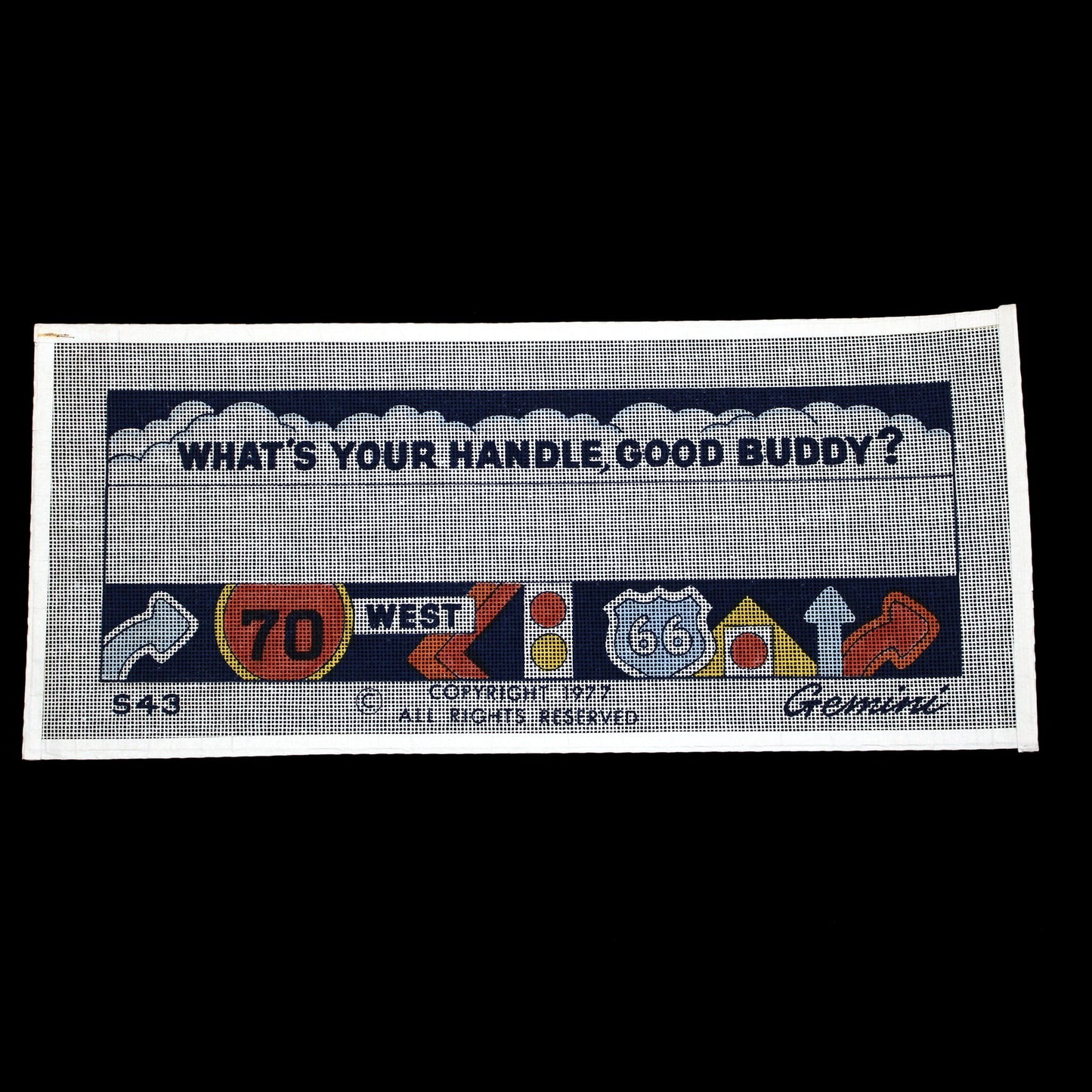 GEMINI NEEDLEPOINT CANVAS:  TRUCKER WHAT'S YOUR HANDLE, GOOD BUDDY?     BM1