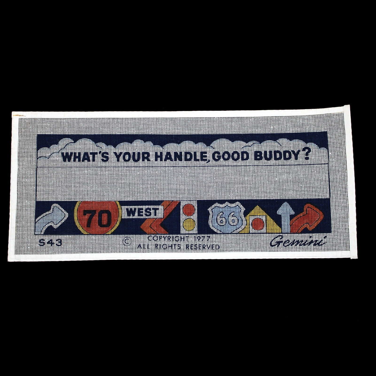 GEMINI NEEDLEPOINT CANVAS:  TRUCKER WHAT'S YOUR HANDLE, GOOD BUDDY?     BM1