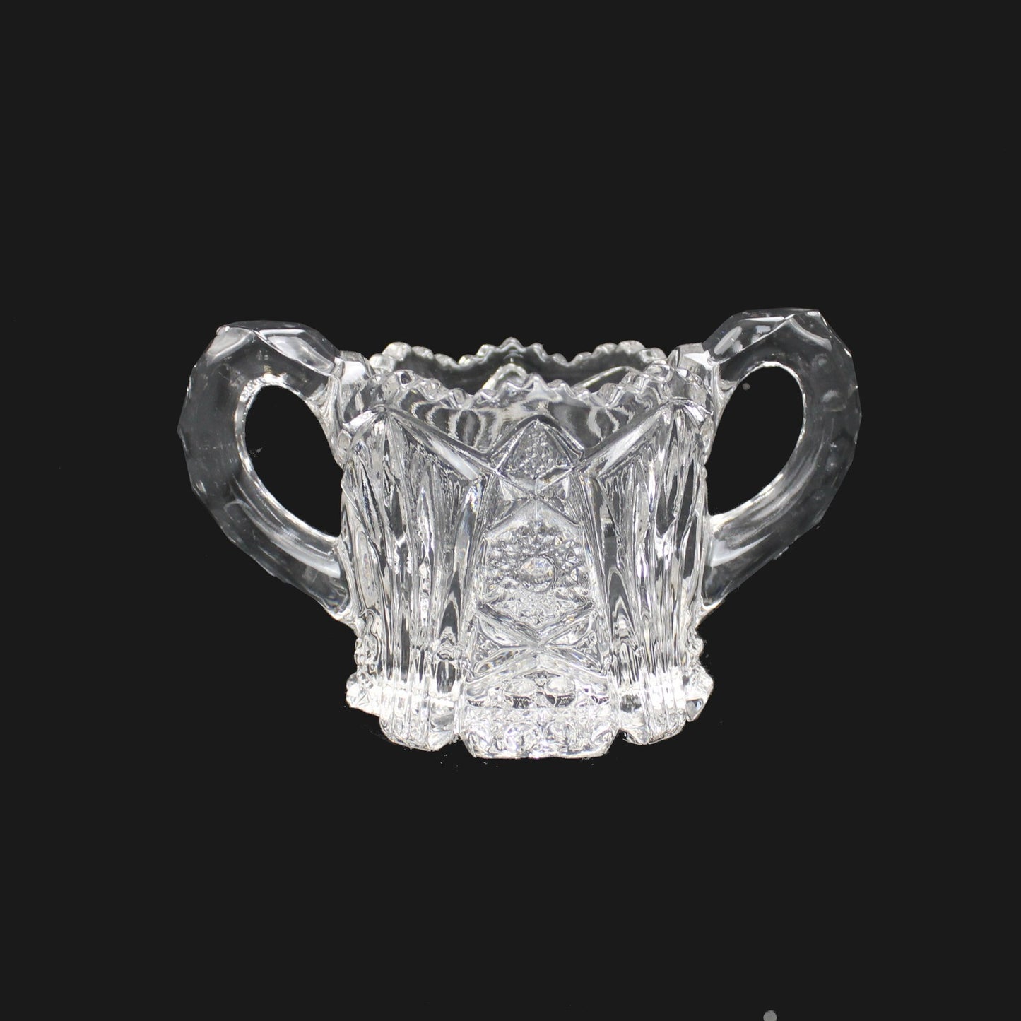 MCKEE QUINTEC CLEAR PRESSED DEPRESSION GLASS SUGAR BOWL    FM0