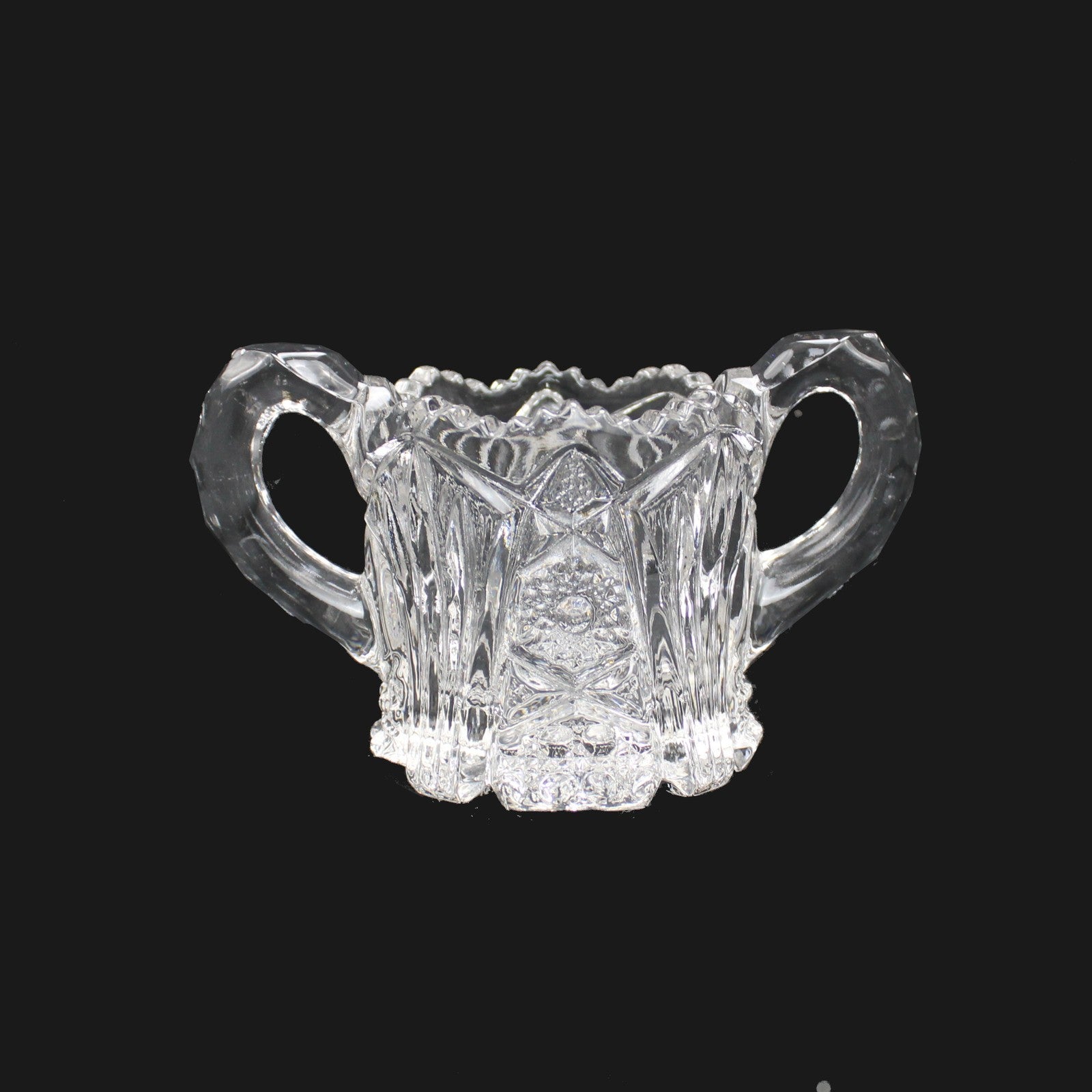 MCKEE QUINTEC CLEAR PRESSED DEPRESSION GLASS SUGAR BOWL    FM0