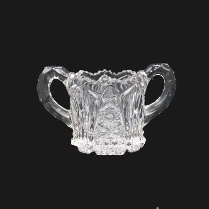 MCKEE QUINTEC CLEAR PRESSED DEPRESSION GLASS SUGAR BOWL    FM0