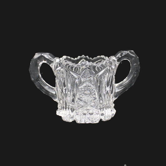 MCKEE QUINTEC CLEAR PRESSED DEPRESSION GLASS SUGAR BOWL    FM0