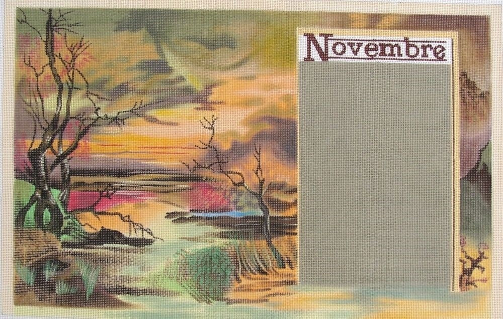 NEEDLEPOINT CANVAS:  CALENDAR NOVEMBER FALL   BM0