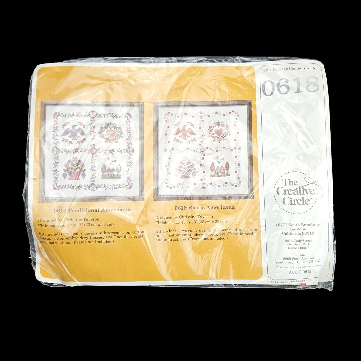 THE CREATIVE CIRCLE STAMPED EMBROIDERY KIT:  0618 TRADITIONAL AMERICANA     LF1