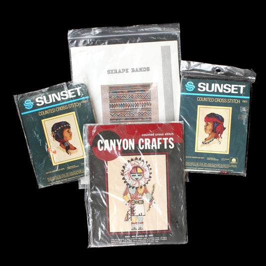3 CROSS STITCH NEEDLEWORK KIT LOT:  SOUTHWESTERN NATIVE AMERICAN THEME   BM0