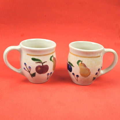 2 LONGABERGER FRUIT MEDLEY VITRIFIED POTTERY 16 OZ MUGS1