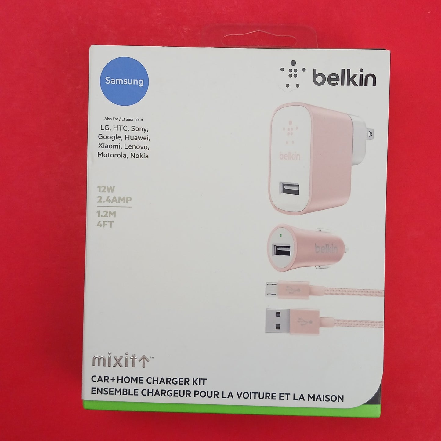 BELKIN  CAR & HOME CHARGER KIT FOR SAMSUNG:  METALLIC PINK   SL0