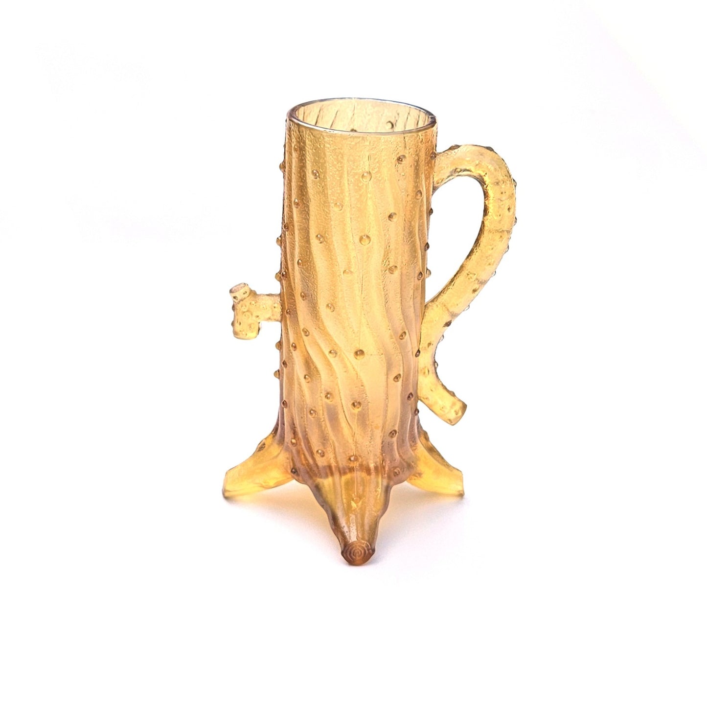 VINTAGE L.G. WRIGHT NORTHWOOD AMBER MAPLE TREE TOWN PUMP GLASS CREAMER    DJ2