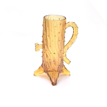 VINTAGE L.G. WRIGHT NORTHWOOD AMBER MAPLE TREE TOWN PUMP GLASS CREAMER    DJ2