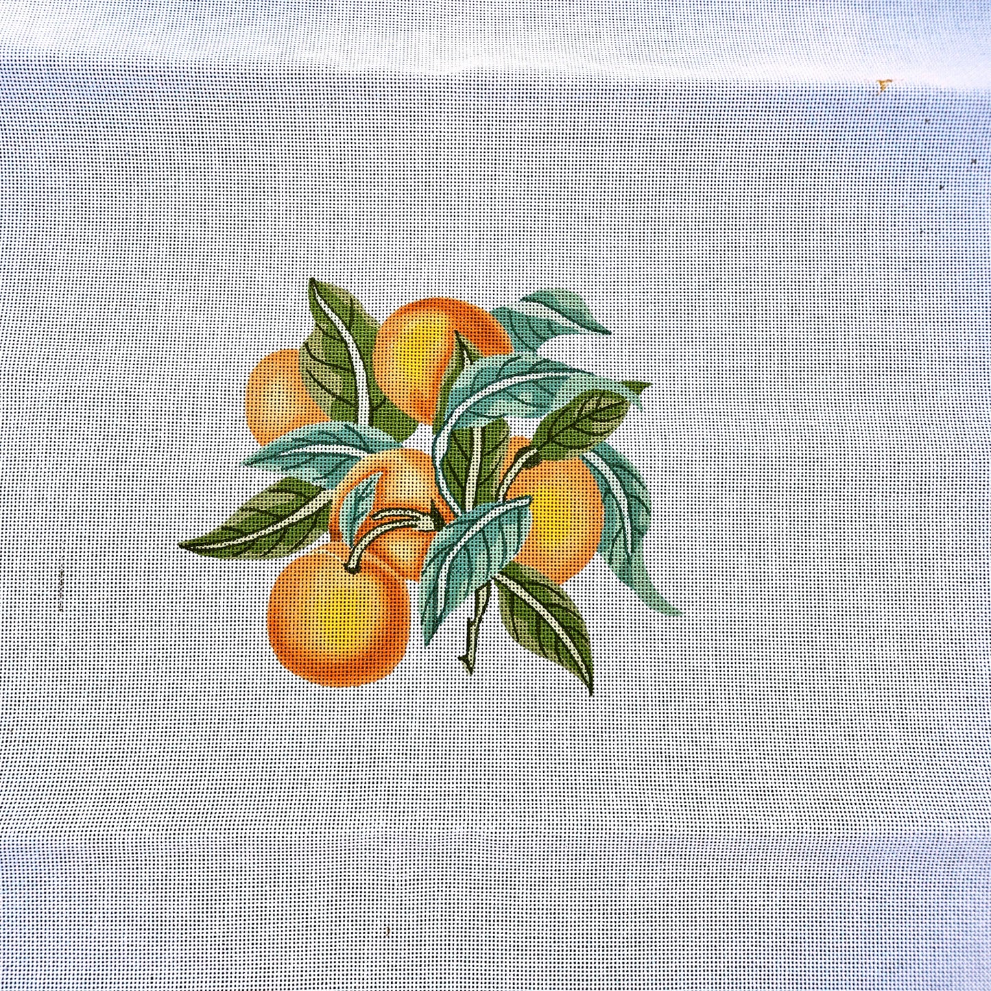 LARGE NEEDLEPOINT CANVAS:  CLEMENTINE ORANGE  SEAT, RUG    GG1