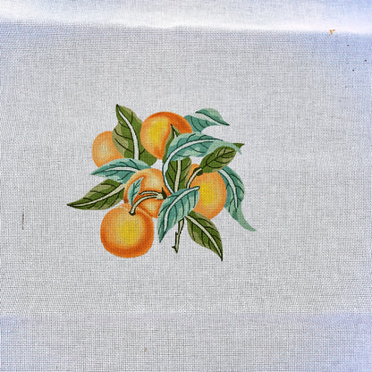 LARGE NEEDLEPOINT CANVAS:  CLEMENTINE ORANGE  SEAT, RUG    GG1