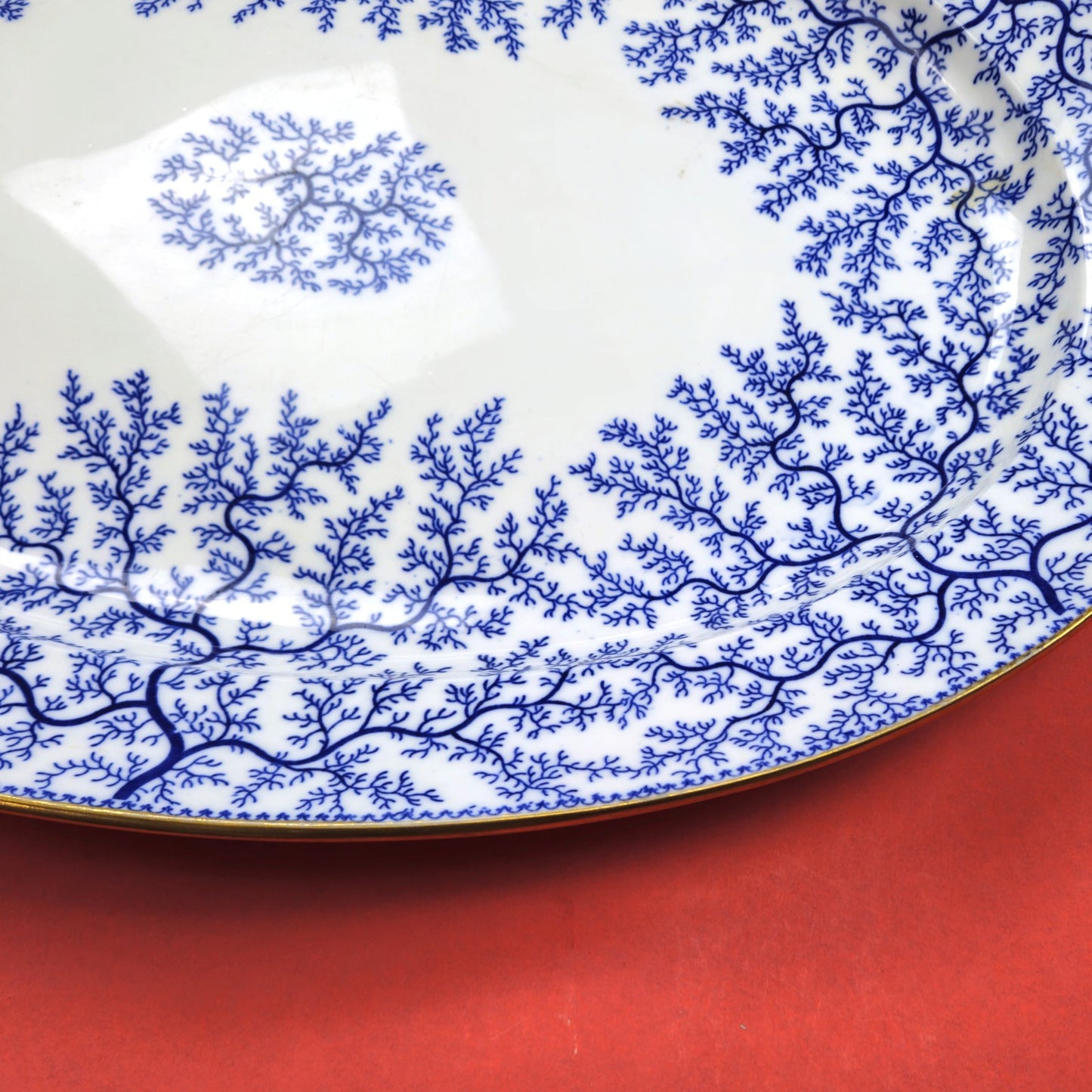 MINTON 1800s HAND PAINTED BLUE SEAWEED FIBRE PLATTER ENGLAND6