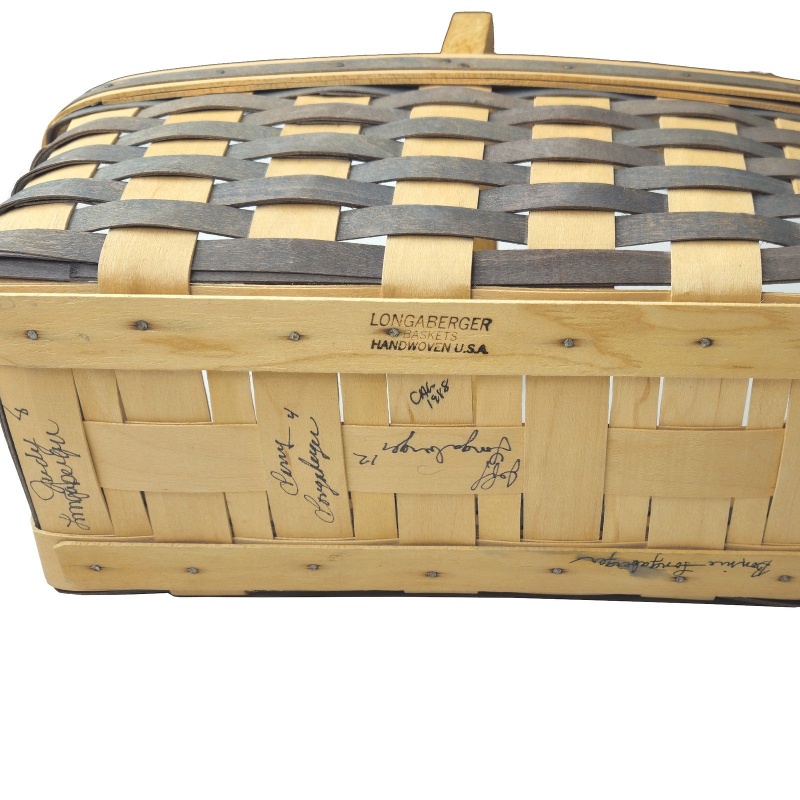 1988 LONGABERGER BASKET:  BLUE WEAVE GRANDMA BONNIE FAMILY SIGNED8
