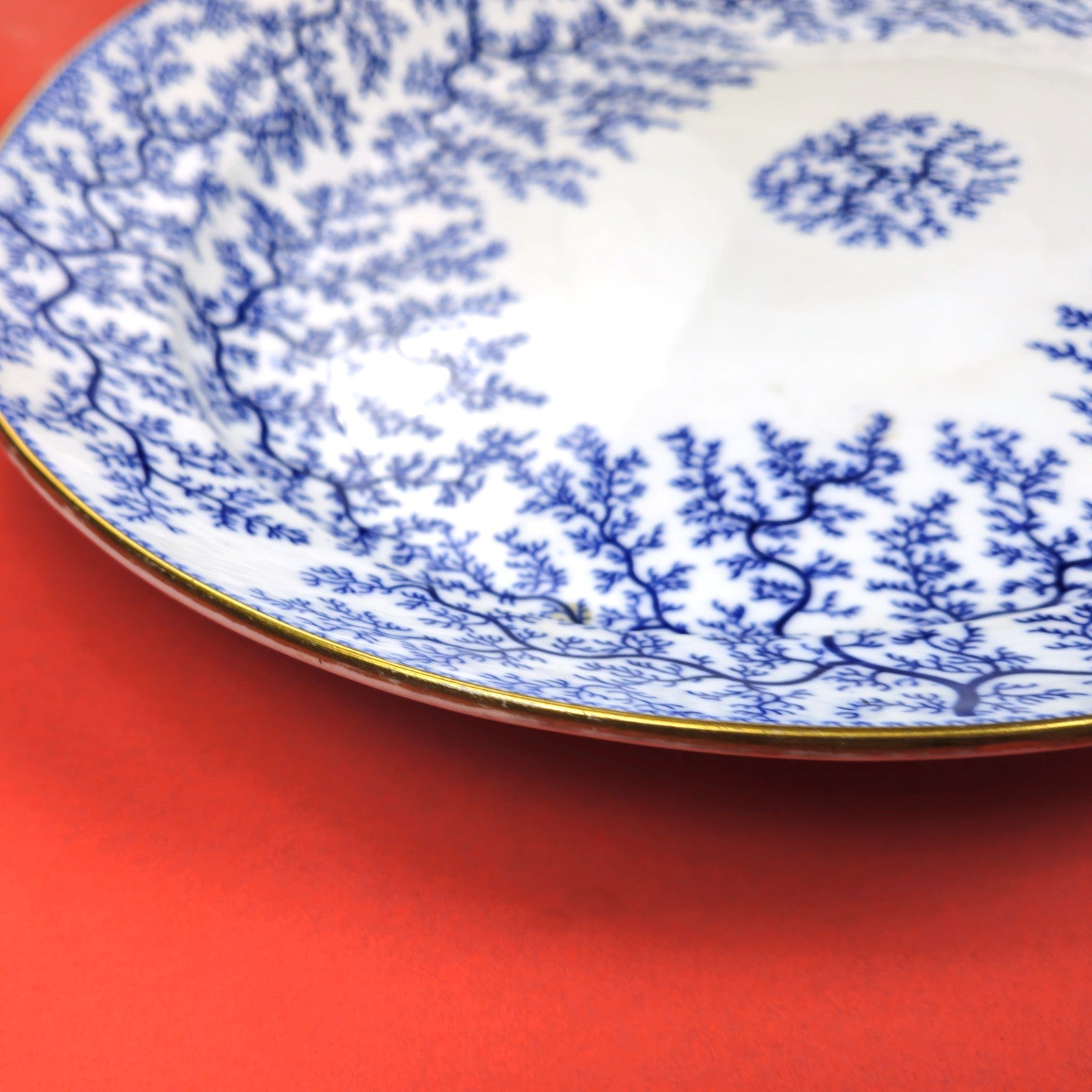 MINTON 1800s HAND PAINTED BLUE SEAWEED FIBRE PLATTER ENGLAND5