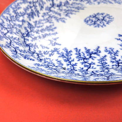 MINTON 1800s HAND PAINTED BLUE SEAWEED FIBRE PLATTER ENGLAND5
