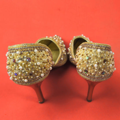PREOWNED ANNE MICHELLE GLITTERY, SEQUIN, BEADED WOMENS HEELS SHOES SIZE 8   LF3