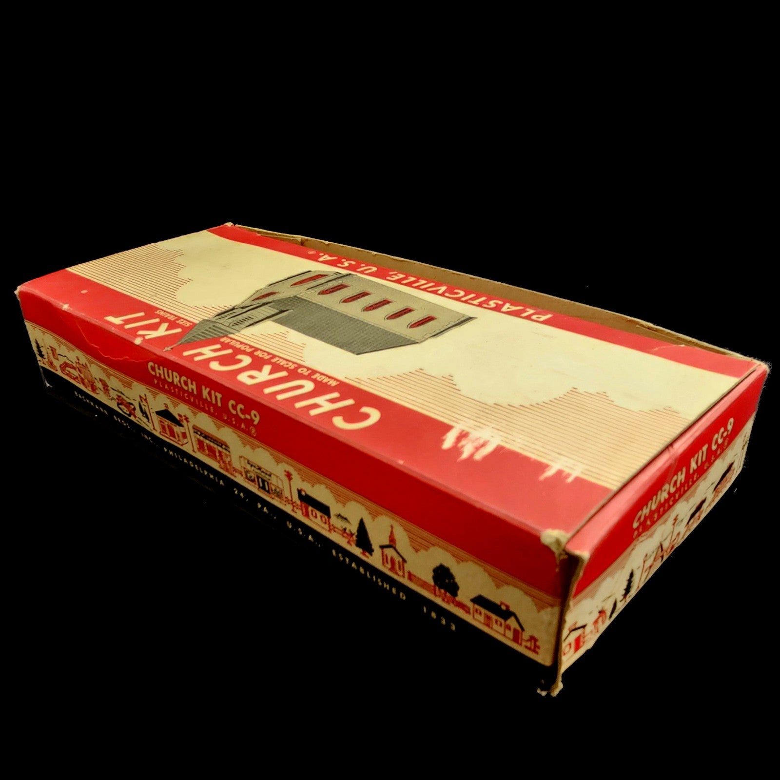VINTAGE PLASTICVILLE CC-9 CHURCH KIT COMPLETE IN ORIGINAL BOX     LF10