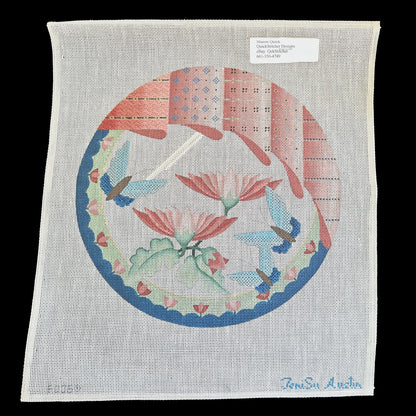 TERISU AUSTIN HP NEEDLEPOINT CANVAS: BUTTERFLY SPRING SEAT CUSHION F005 BM2